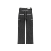 Multi-Pocket Wide Denim Jeans