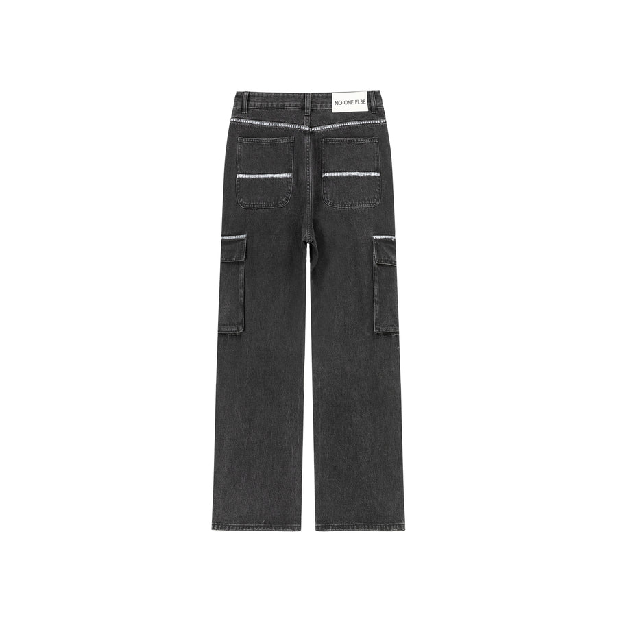 CHUU Multi-Pocket Wide Denim Jeans