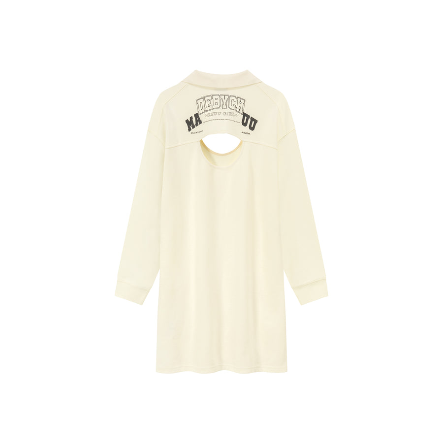 CHUU Open Collar Slit Dress