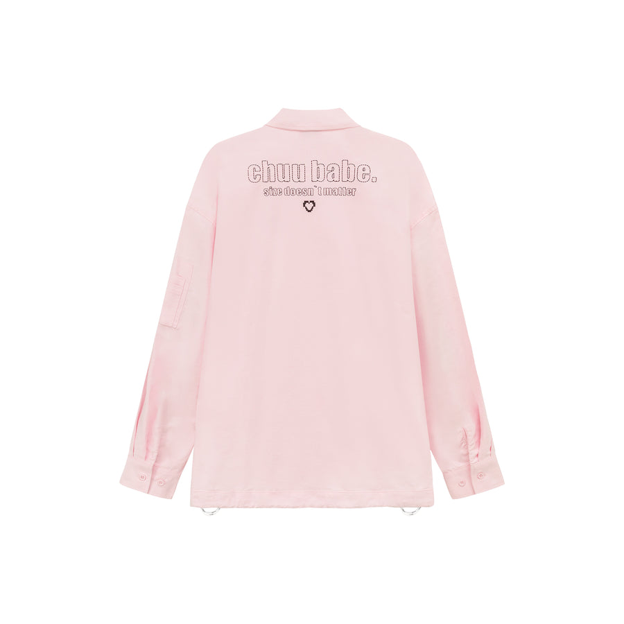 CHUU Size Doesnt Matter Drawstring Color Shirt Zip-Up