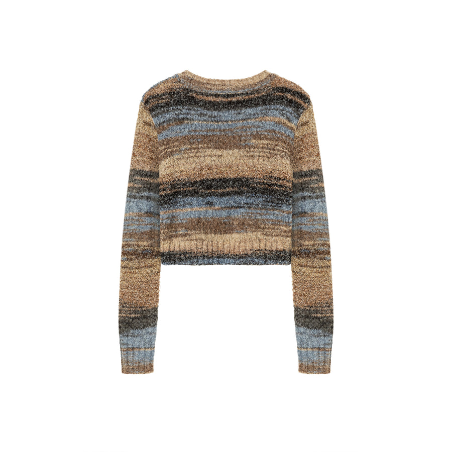 CHUU Striped Crop Knit Sweater