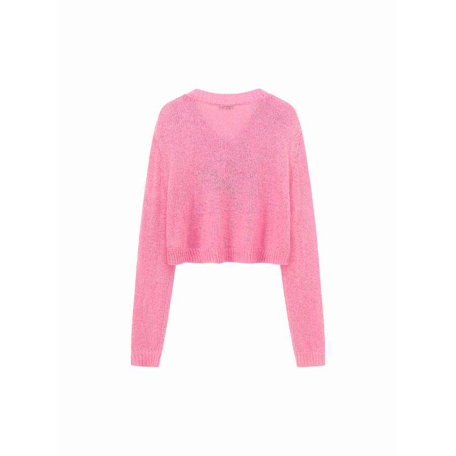 CHUU Logo Heart V-Neck Knit Sweater