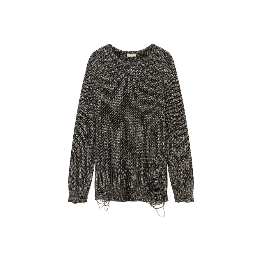 CHUU Loose Fit Raglan Knit Distressed Sweater