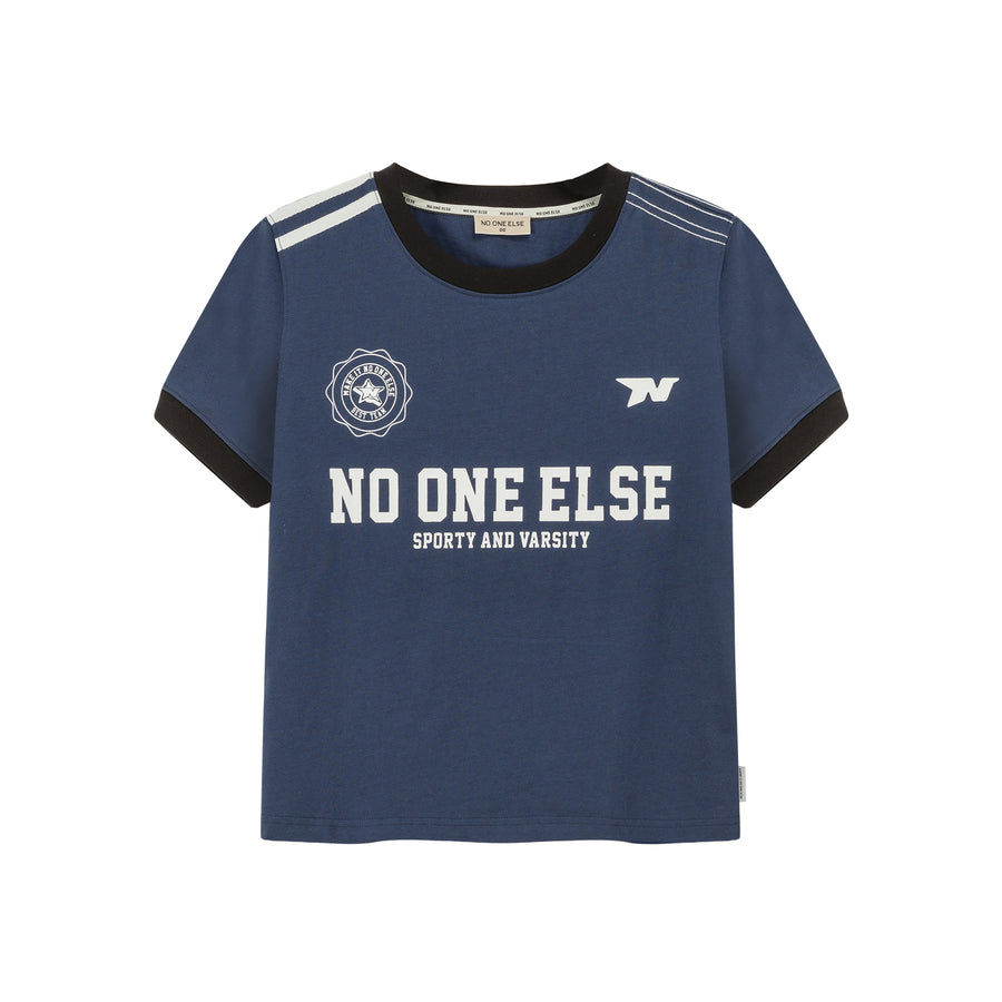 CHUU Noe Lettering Sporty Colorblocked Short Sleeve T-Shirt