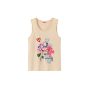 Graffiti Print U-Neck Boxy Sleeveless Top