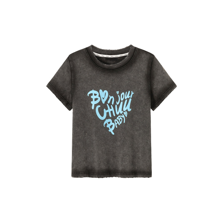 CHUU Bonjour Logo Lettering Sporty T-Shirt