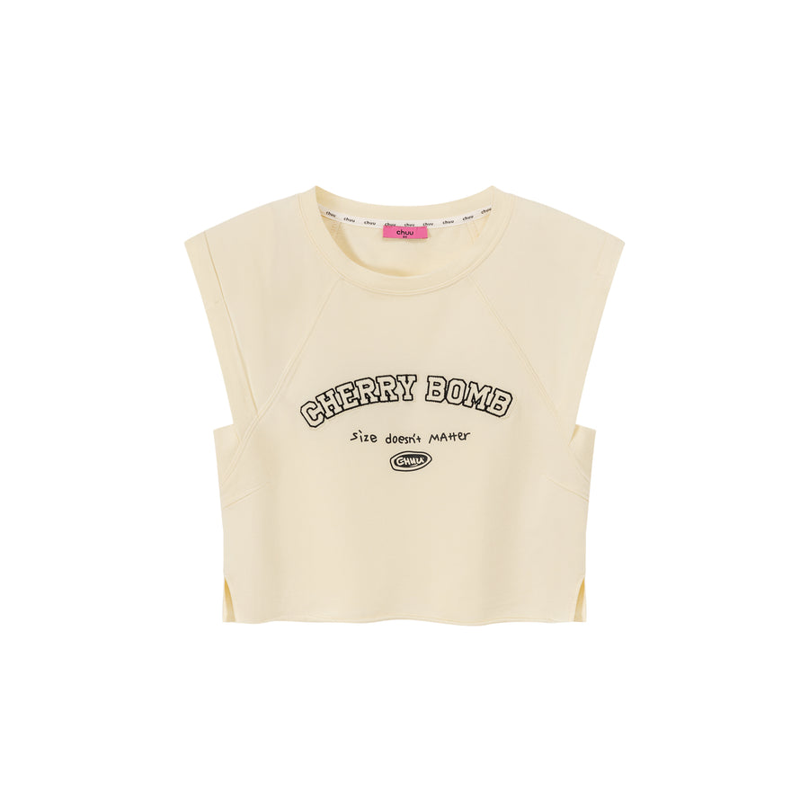 CHUU Cherry Bomb Embroidered Cropped Boxy T-Shirt