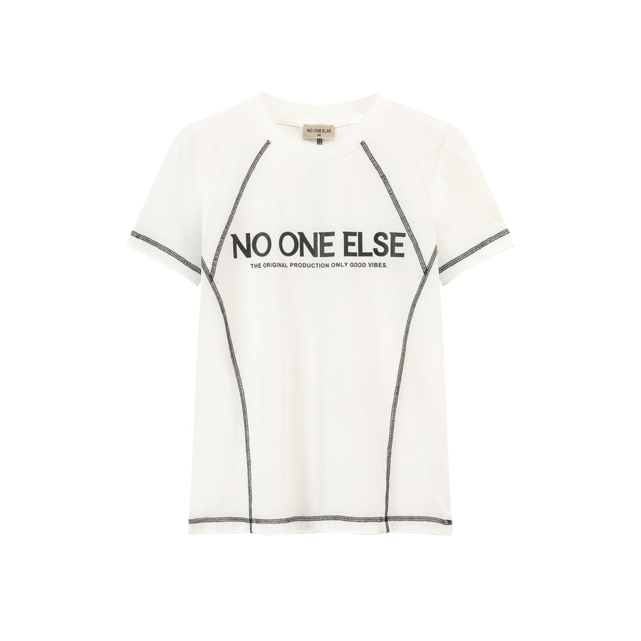 CHUU Noe Lettering Stitch Point Short Sleeve T-Shirt