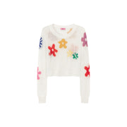 Colorful Flowers Crop Knit Sweater