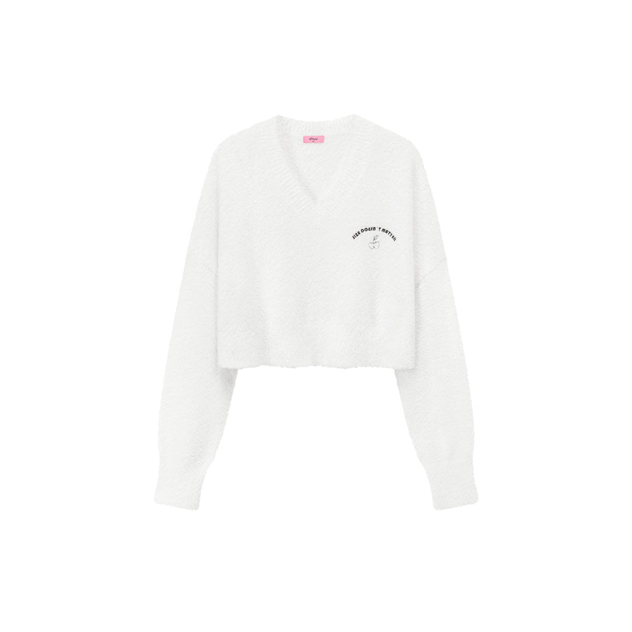 CHUU Cherry Crop Knit Sweater