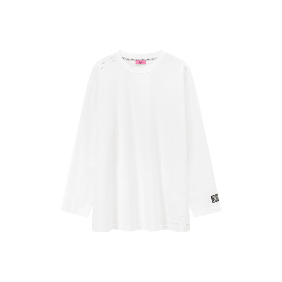 CHUU Logo Lettering Slit Boxy T-Shirt