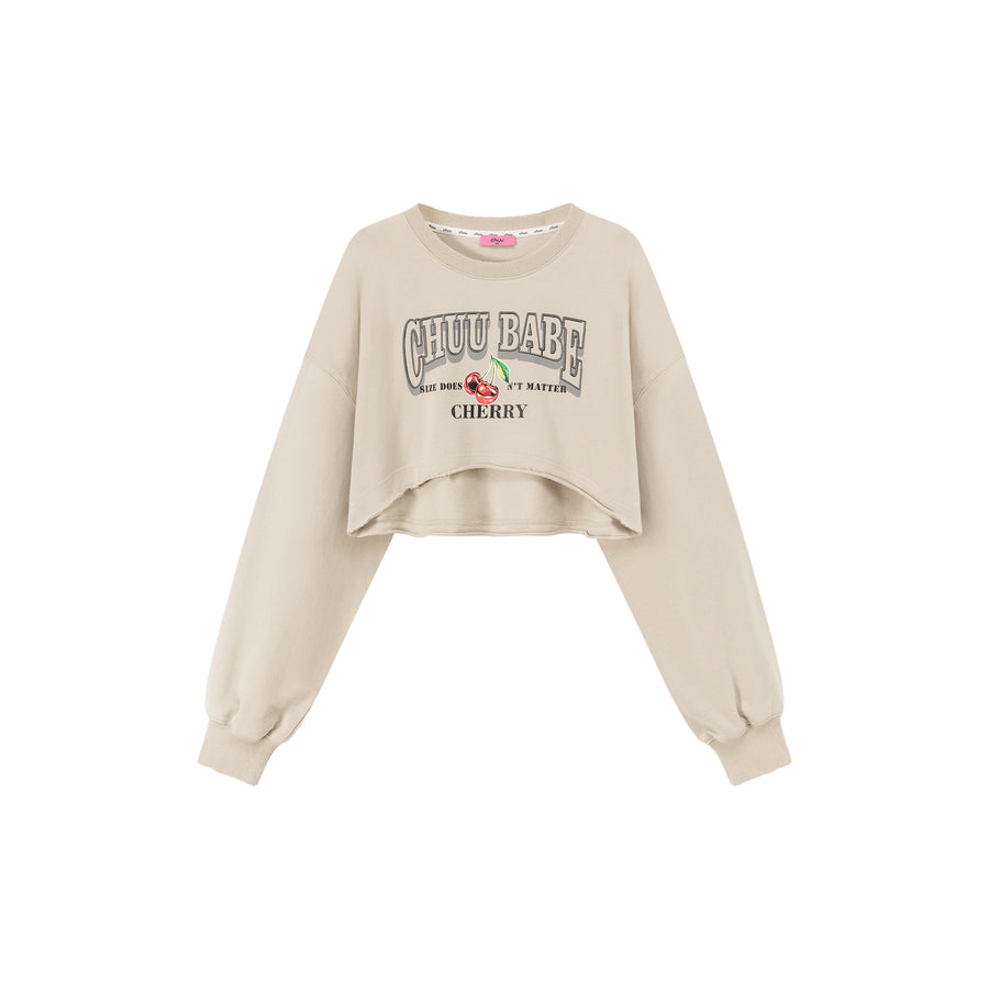 CHUU Size Doesnt Matter Cherry Crop Boxy Sweatshirt