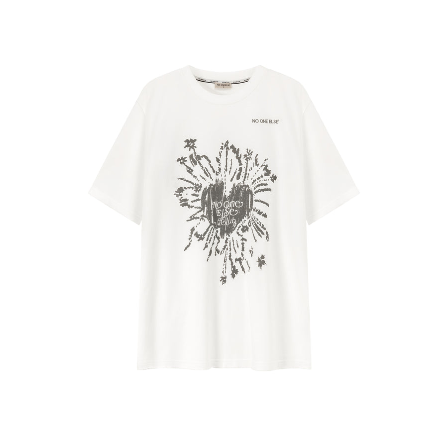 CHUU Vintage Heart Print Loose Fit T-Shirt