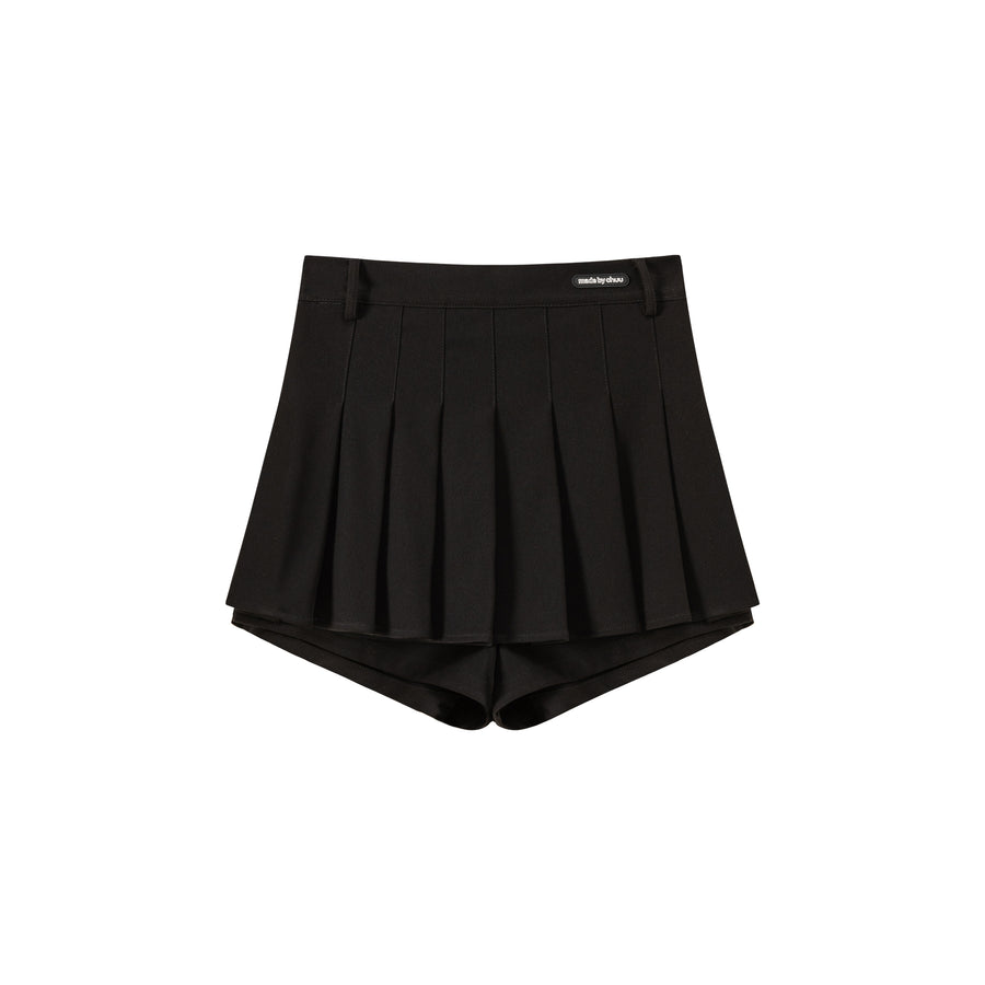 CHUU Casual Layered Zipper Pleated Skort