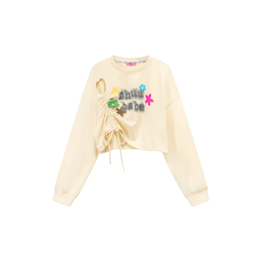 CHUU Logo Heart String Crop Sweatshirt