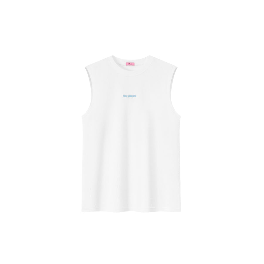 CHUU Simple Waffle Loose Fit Sleeveless Mid Length T-Shirt