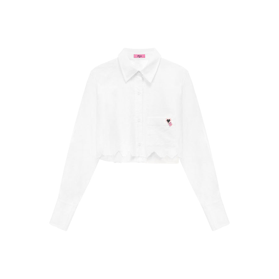 CHUU Color Crop Jagged Hem Shirt