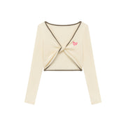 Embroidered Logo Twisted Cropped Cardigan