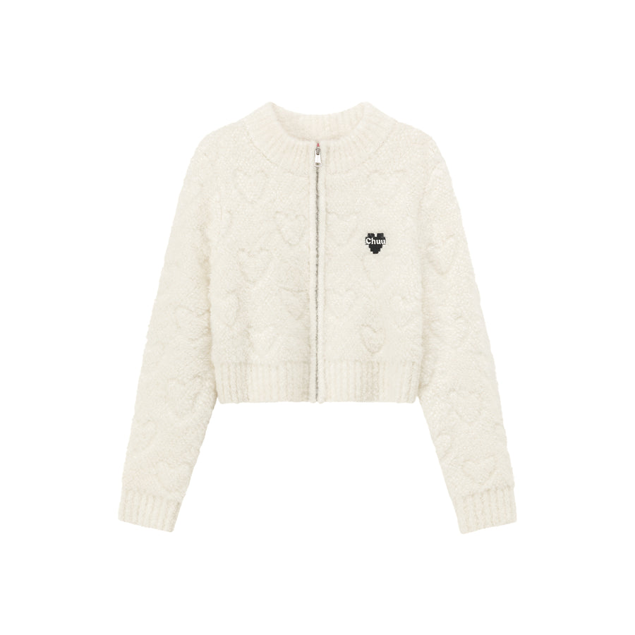 CHUU Heart Zip-Up Cardigan