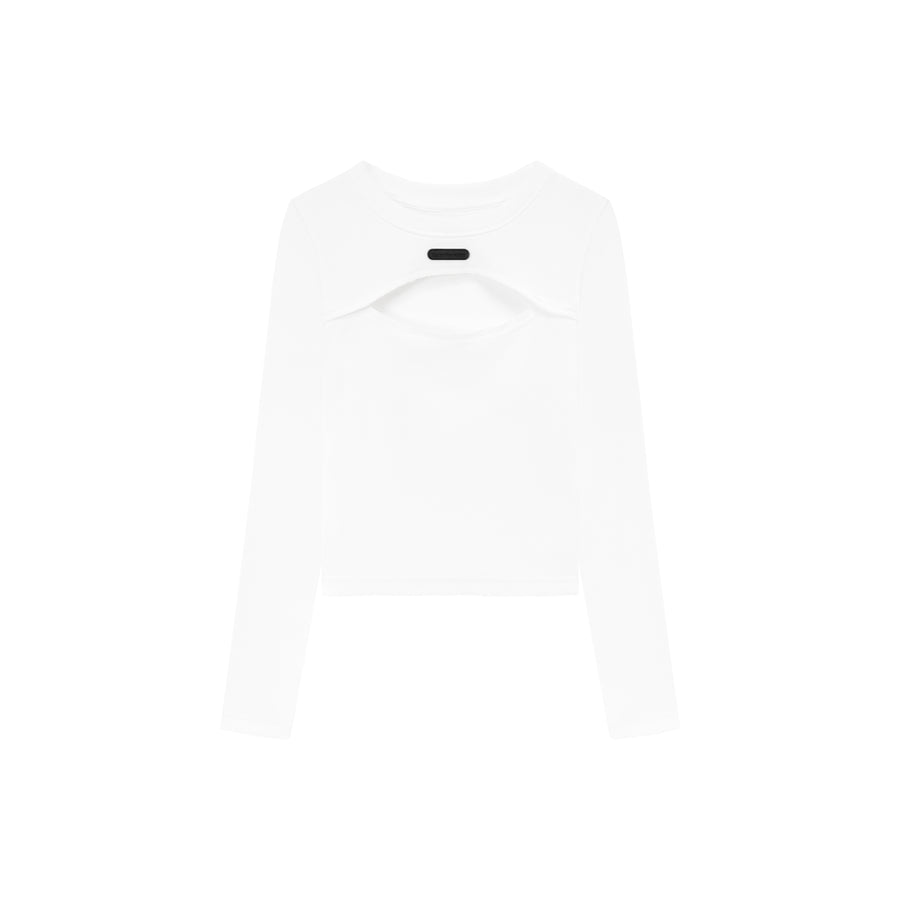 CHUU Center Cutout Long Sleeve Slim T-Shirt