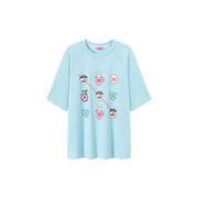 Chuu Cute Printed Icons Raglan Loose-Fitting T-Shirt