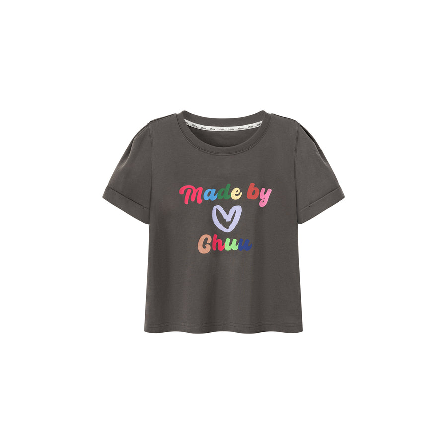 CHUU Made By Chuu Colorful Printed Cropped T-Shirt