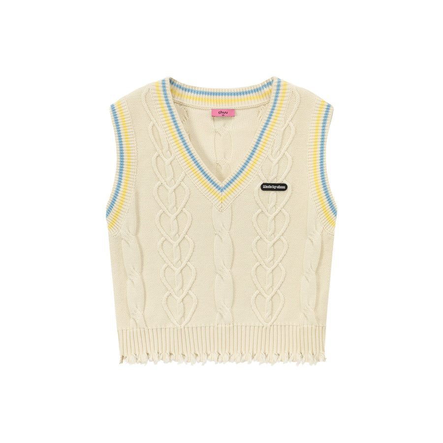 CHUU Heart Twist Knit Sweater Vest