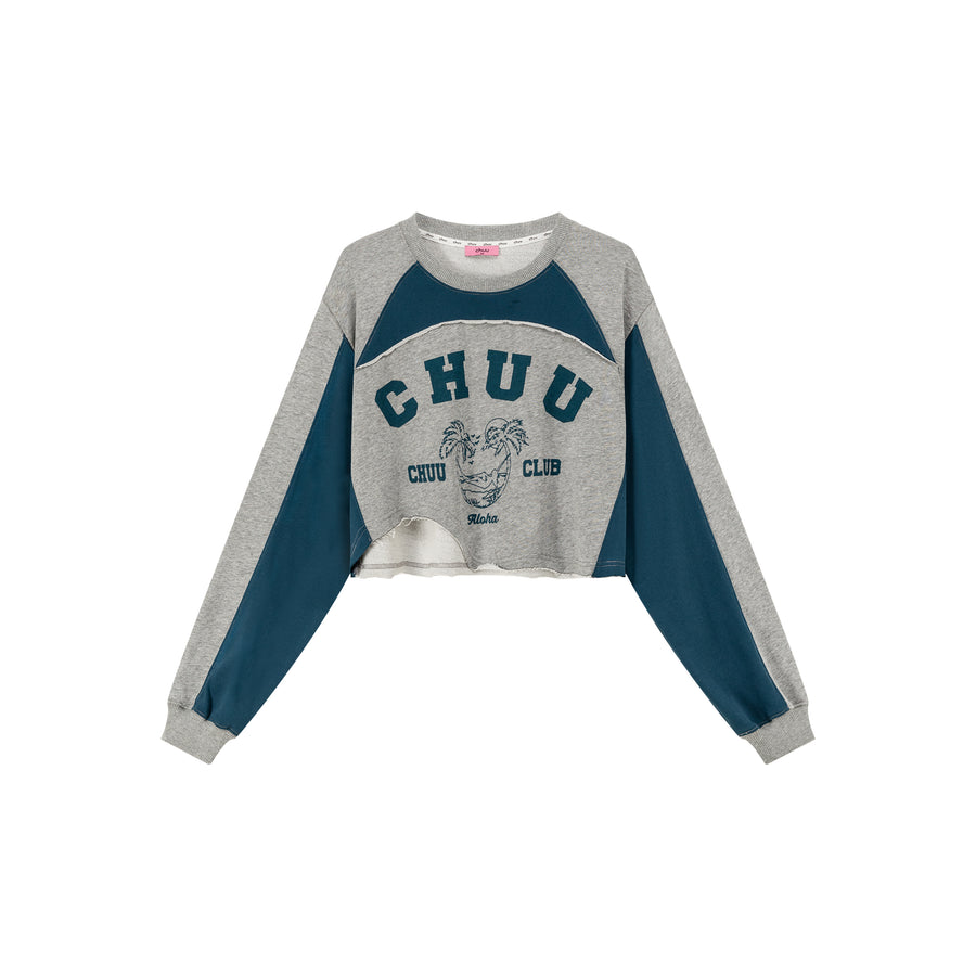 CHUU Cropped Logo Color Loosefit Sweatshirt