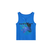 V Split Deer Character Sleeveless Top