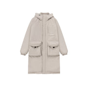 Hooded Logo Pocket Long Padded Coat