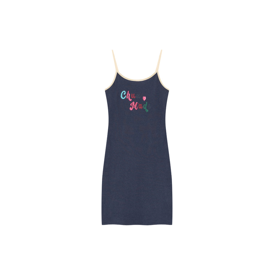 CHUU Chuu Made Heart Embroidered Sleeveless Mini Dress