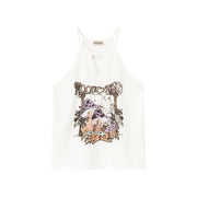 Cotton Halter Neck Sleeveless Noe Mushrooms Top