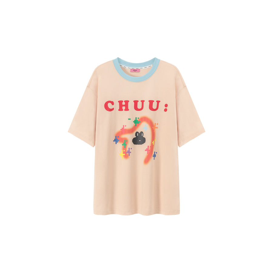 CHUU Pixel Print Loose-Fitting T-Shirt