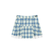 Checked Lace Hem Mini Skirt