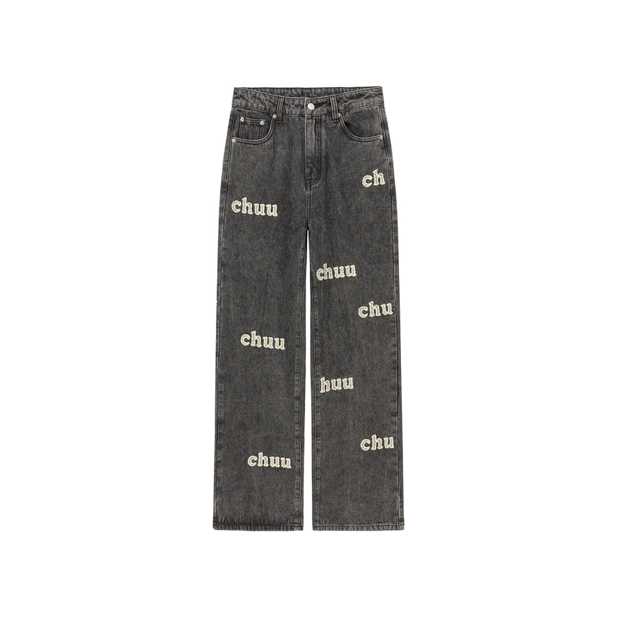 CHUU Lettering Logo Denim Jeans