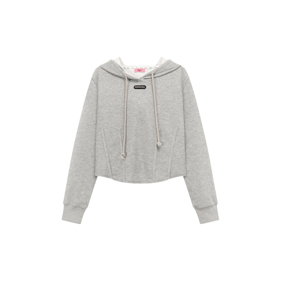 CHUU Basic Crop Drawstring Hoodie