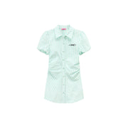 Puffy Short Sleeve Stripe Shirt