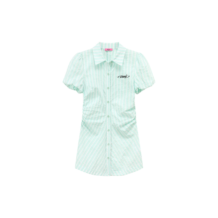 CHUU Puffy Short Sleeve Stripe Shirt