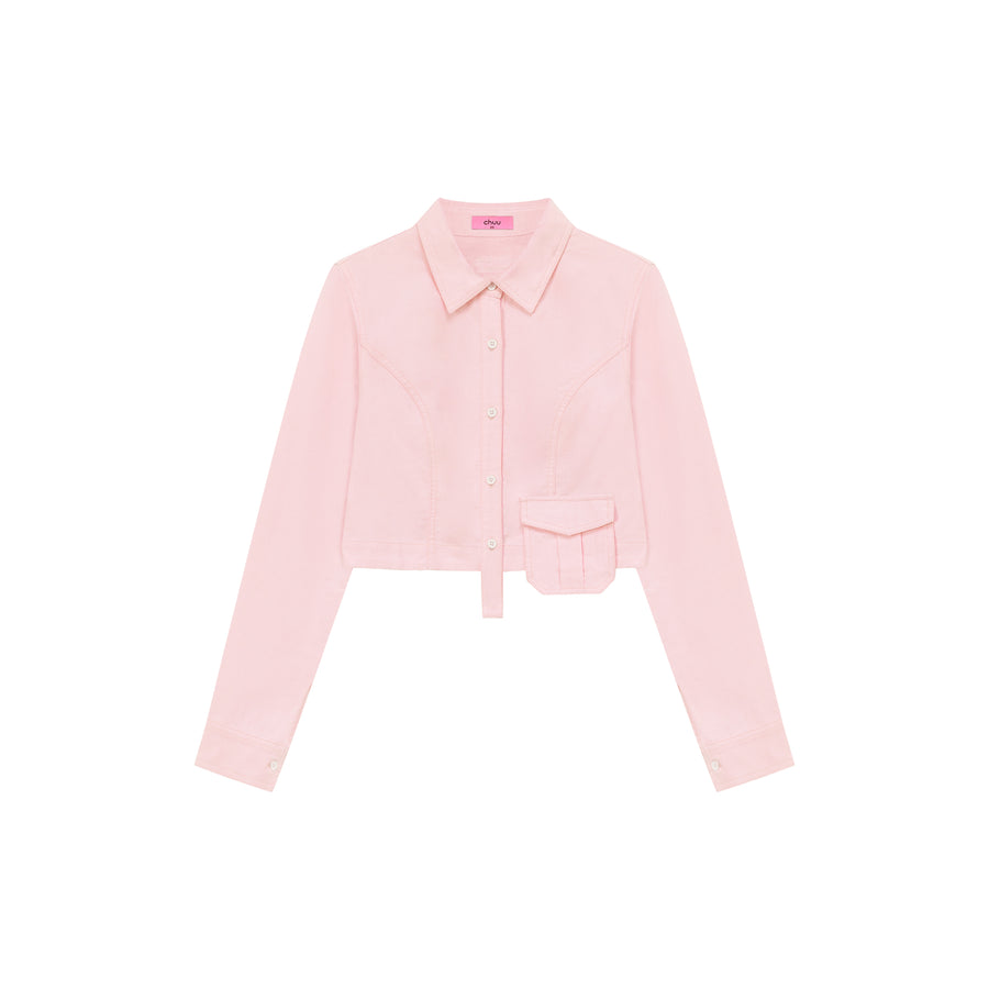 CHUU Point Pocket Semi Cropt Shirt