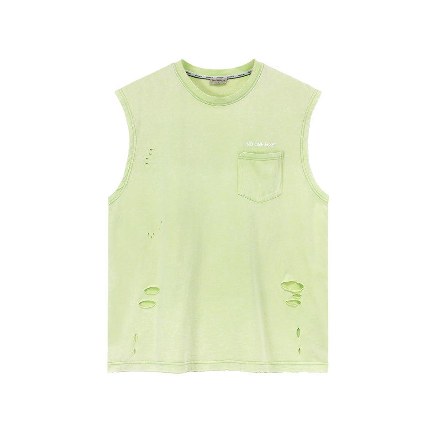 CHUU Front Pocket Loosefit Sleeveless Ripped Top