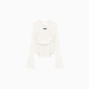 Lace Shirring Bell Sleeve T-Shirt