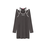 Off Shoulder Split Long Sleeve Mini Dress