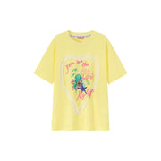 Ruffle Heart Printed Loose Fit T-Shirt