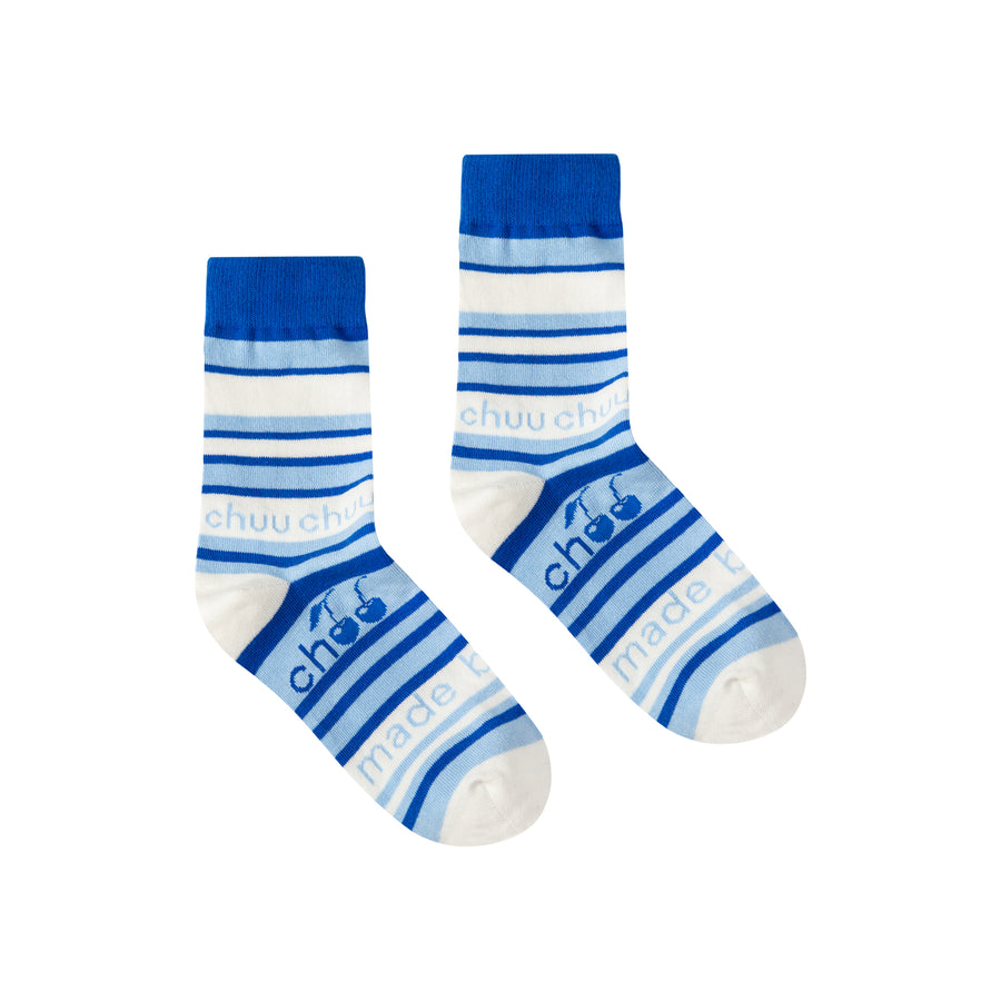 CHUU Striped Logo Color High Socks