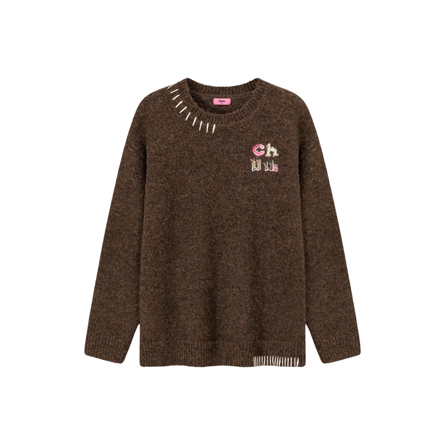 CHUU Logo Basic Loose Fit Knit Sweater