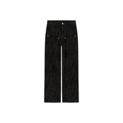 Frayed Ball Pattern Wide Denim Jeans