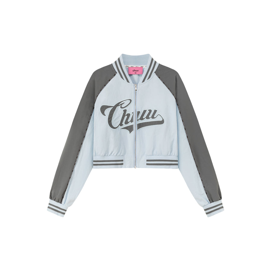 CHUU Logo Colored Zip-Up Varsity Jacket