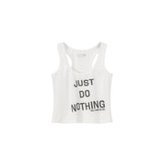 Print Vintage Just Do Nothing Sleeveless Casual Top