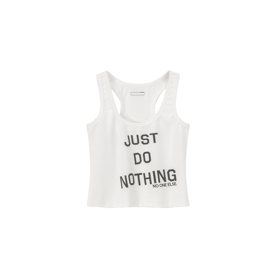 CHUU Print Vintage Just Do Nothing Sleeveless Casual Top