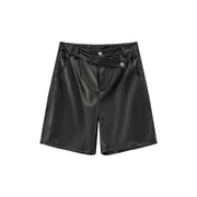 Pintuck Leather Shorts